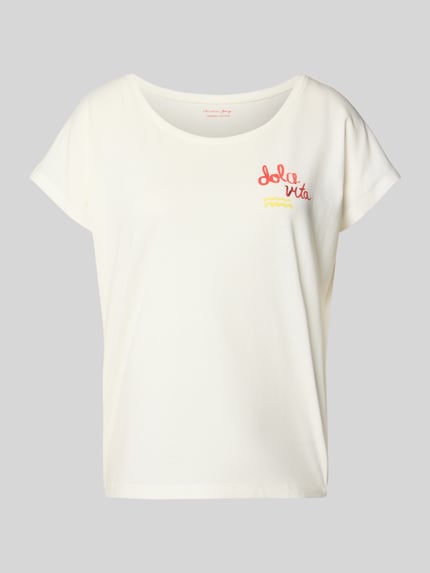Produktfoto, Pyjama-Oberteil mit Motiv von Christian Berg Woman in Weiß mit Rundhalsausschnitt, Baumwoll-Modal-Mix, Regular Fit.