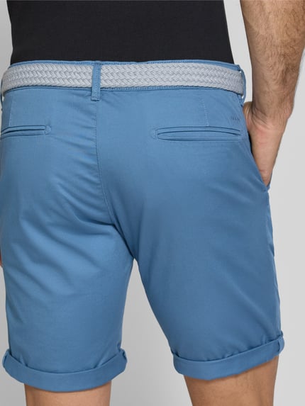 MCNEAL Slim fit bermuda met riem Oceaanblauw gemêleerd - 3