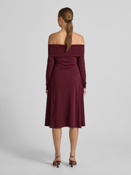 Lauren Ralph Lauren Dopasowana sukienka biznesowa z dekoltem carmen model 'PONCIO' Ciemnoczerwony 5