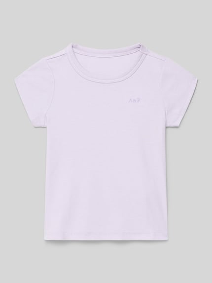 Produktfoto, Regular Fit T-Shirt mit Logo-Stitching von Abercrombie&Fitch in zartem Lila, Rundhalsausschnitt, Strukturmuster, Kindergröße