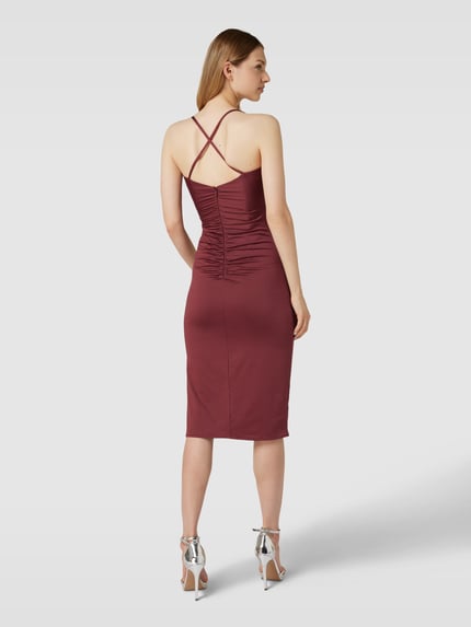 Jake*s Cocktail Cocktailkleid in Wickeloptik mit Raffungen Rostrot Melange 5