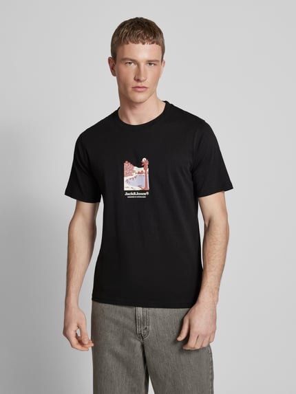 JACK & JONES T-shirt met ronde hals, model 'JORSPLIT' Zwart - 4