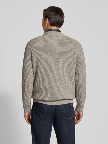 Barbour Strickpullover aus reiner Wolle Modell 'BARBOUR HORSEFORD' Hellgrau 5