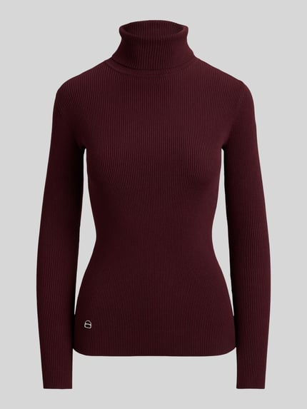 Lauren Ralph Lauren sweter z golfem o kroju slim fit z mieszanki bawełny i modalu Rdzawoczerwony 2