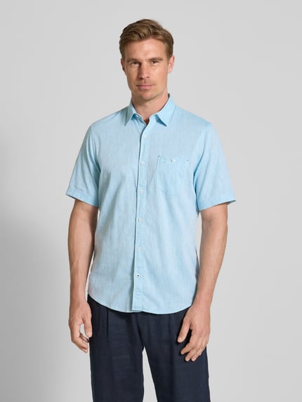 LERROS Regular fit vrijetijdsoverhemd met borstzak Turquoise - 4