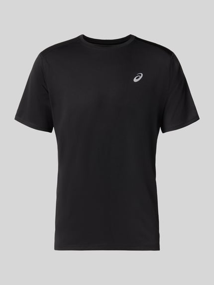 Produktfoto, Regular Fit T-Shirt mit Logo-Print von ASICS in Schwarz, Okrągły dekolt, krój regular fit, nadruk z logo, krótki rękaw, Długość tyłu w rozmiarze M: 71 cm