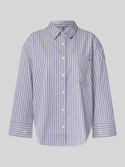 Tommy Hilfiger Bluzka koszulowa o kroju regular fit z czystej bawełny Lawendowy 2