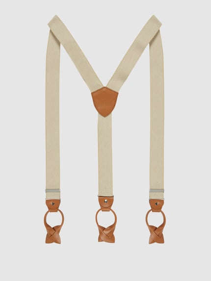 Produktfoto, Hosenträger in Geschenkbox von Lloyd Men's Belts, jasnobeżowe pasy z brązową skórą, Y-Form, 3-częściowy, Vario Knopf-Clips