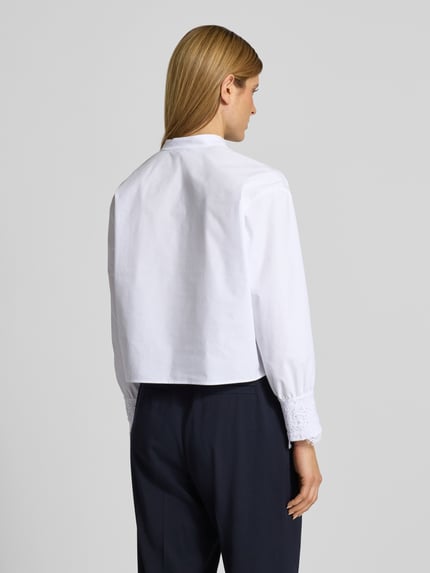 MORE & MORE Regular Fit Bluse mit Spitzenbesatz Weiss 5