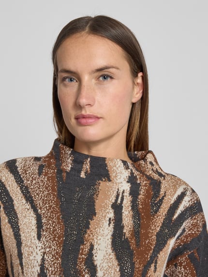 monari Gebreide pullover met opstaande kraag Donkerbruin - 3