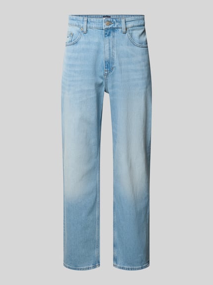 Produktfoto, Tapered Fit Jeans aus Baumwoll-Mix Modell 'SONNY' von Tommy Jeans in blauwe denimlook met 5-pocketmodel, labelpatch, logostitching, knoop- en ritssluiting, twill materiaalverwerking