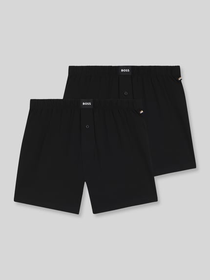 BOSS Bokserki o kroju regular fit z mieszanki bawełny model '2P JERSEY BOXER' Czarny 1