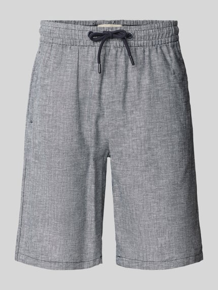 Produktfoto, Shorts aus Leinen-Mix mit Eingrifftaschen Modell 'MARCO' von Blend, Herren Shorts im Straight Fit, Baumwoll-Leinen-Mix in Grau, elastischer Bund mit Kordelzug, seitliche Eingrifftaschen, Gesäßleistentaschen, Bundweite 39 cm, Innenbeinlänge 25 cm, feine strukturierte Textur