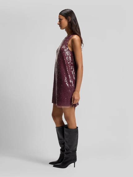 BOSS Orange Paillettenkleid mit Schlüssellochdetail hinten Bordeaux 4