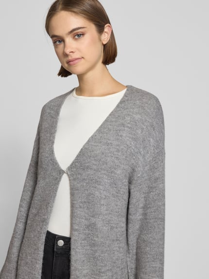 Gina Tricot Kardigan o kroju relaxed fit z domieszką wełny z alpaki Średnioszary melanż 3