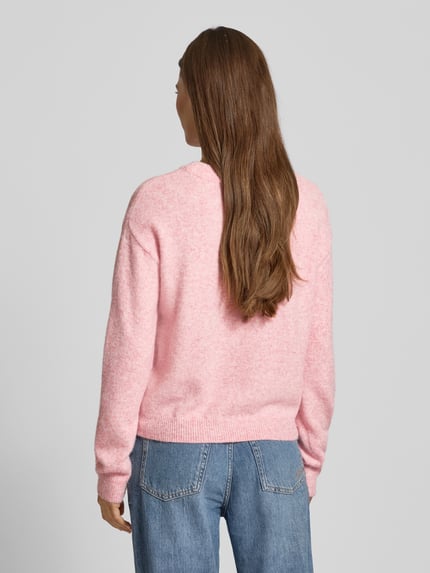 VERO MODA Regular Fit Strickpullover mit Viskose-Anteil Modell 'AMOREMIO' Rosa Melange 5
