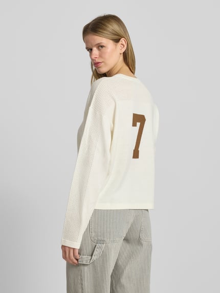 REVIEW Gebreide pullover met extra brede schouders Offwhite - 5