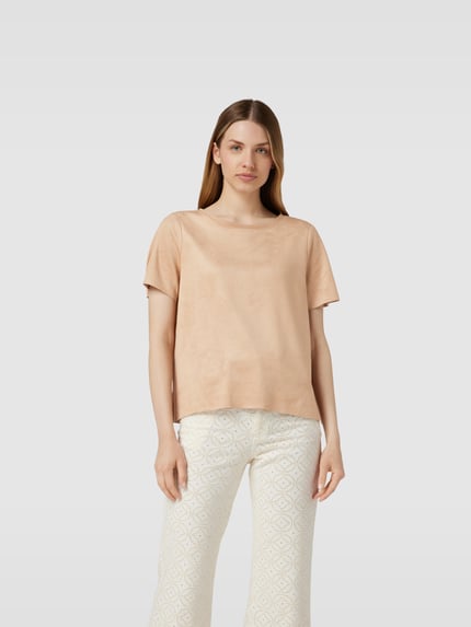 Juvia T-shirt met boothals Camel - 4