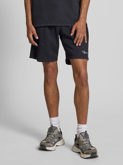PEGADOR Relaxed fit korte broek in riblook, model 'SIGNAR' Zwart - 4