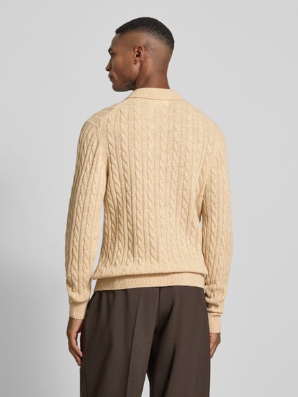 Lindbergh Strickpullover aus Leinen-Mix mit Polokragen Sand 5