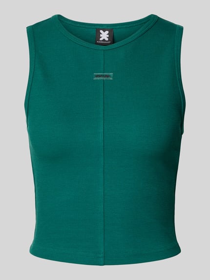 Karo Kauer Korte tanktop met labelpatch Donkergroen - 2