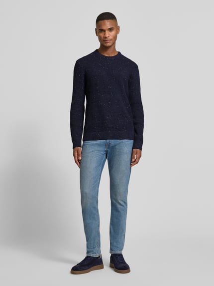 Tom Tailor Regular Fit Strickpullover aus Baumwoll-Mix Marine 1