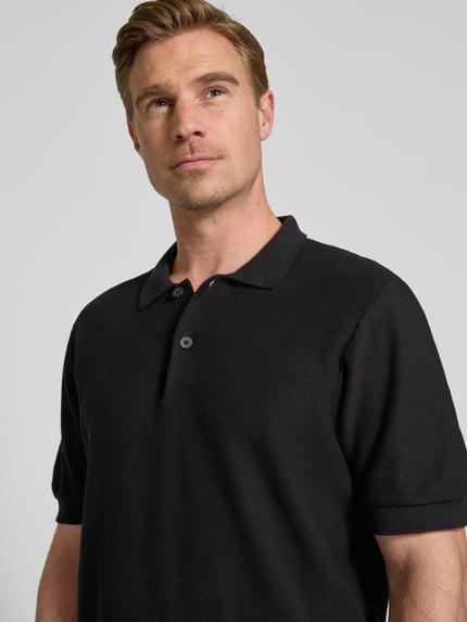 Casual Friday Relaxed Fit Poloshirt mit Strukturmuster Modell 'EDWARD' Dunkelblau 3