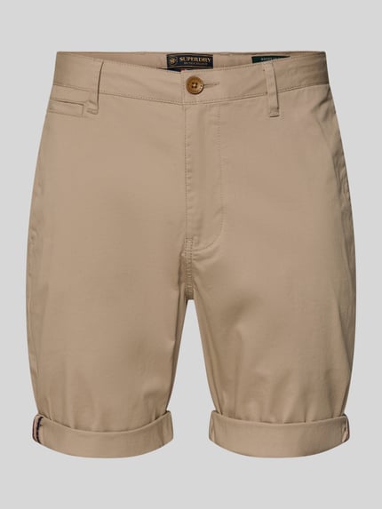Productfoto, Regular Fit Shorts met muntzakje van Superdry in beige katoenmix, achterzakken, knoop- en ritssluiting, maat 32