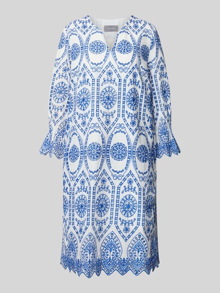 White Label Knielanges Kleid mit Lochstickerei Marine 2