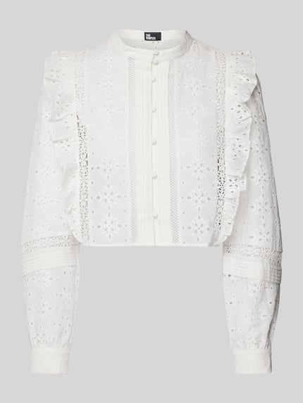 Cropped Hemdbluse mit Lochstickerei Shop The Look MANNEQUINE