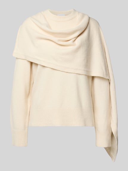 Jake*s Collection Strickpullover mit Schal Ecru 2