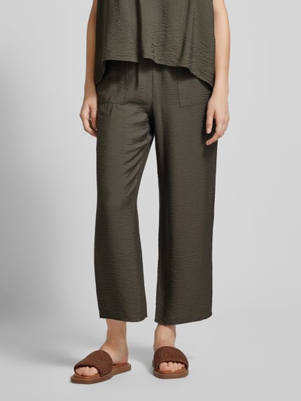 someday. Wide leg broek met verkort model, model 'Crinka' Donkergroen - 4