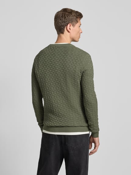 ONLY & SONS Regular Fit Strickpullover mit Strukturmuster Modell 'KALLE' Oliv 5