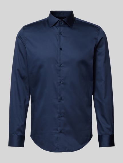 Seidensticker Slim fit zakelijk hemd met kentkraag van satijn Marineblauw - 2