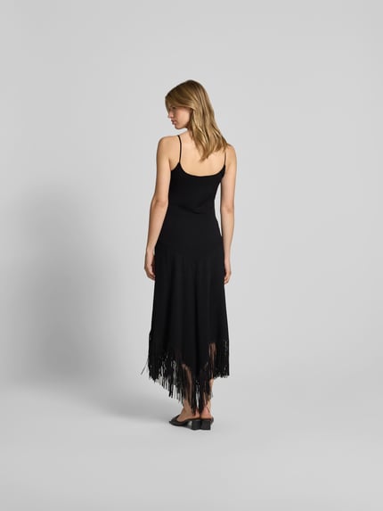 Rabanne Midikleid mit Ausfransungen Black 5