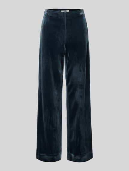 mbyM Wide leg stoffen broek in fluweellook, model 'Kelita' Rookblauw - 2