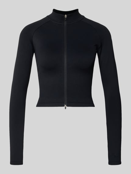Productfoto, Slim Fit Jacke mit Zweiwege-Reißverschluss van aim'n, zwart, materiaalmix met stretch, opstaande kraag, slanke vorm, gladde textuur
