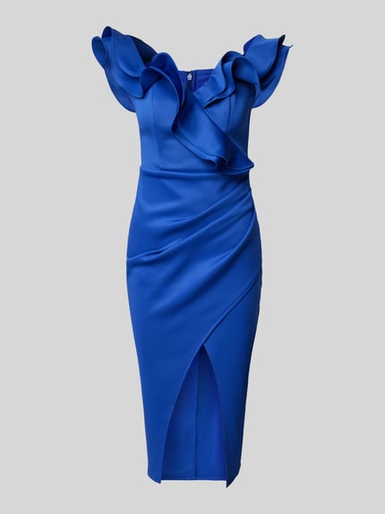 Lipsy Knielange cocktailjurk met loopsplit Bleu - 2