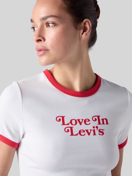 Levi's® slim fit T-shirt van katoenmix Rood gemêleerd - 3