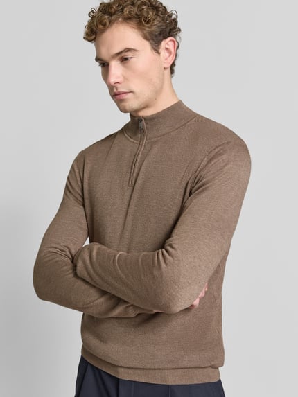 ROY ROBSON Sweter z dzianiny o kroju slim fit z mieszanki bawełny z dodatkiem wiskozy Beżowy 3