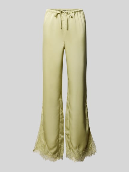 Spodnie materiałowe o rozkloszowanym kroju z obszyciem koronką Shop The Look MANNEQUINE