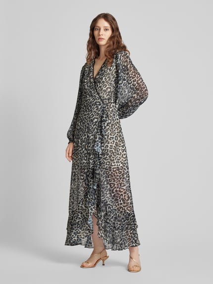 GUESS Długa sukienka w stylu kopertowym model ‘FELISIA’ Czarny 1