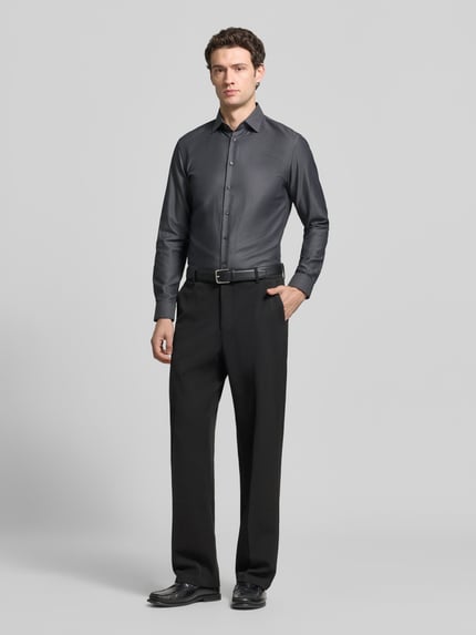 Jake*s Slim Fit Businesshemd aus reiner Baumwolle Anthrazit 1
