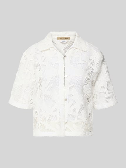 Productfoto, Cropped Bluse im Embroidery Design met 3/4-mouw van Smith and Soul in katoenmix, straight fit, platte kraag, knoopsluiting