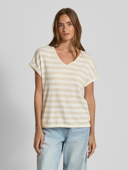 ZABAIONE T-shirt met V-hals Beige - 4