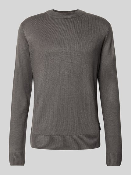 Tom Tailor Denim Regular Fit Strickpullover aus Rippstrick Mittelgrau 2