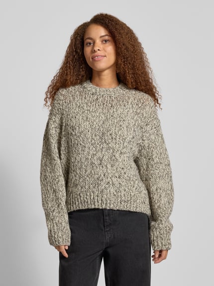 Marc O'Polo DENIM Loose Fit Strickpullover aus Woll-Alpaka-Mix Gruen Melange 4