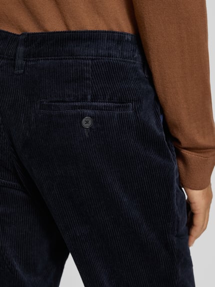 Christian Berg Men Straight fit corduroy broek met Franse steekzakken Marineblauw - 3