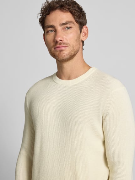 Manuel Ritz Regular Fit Strickpullover aus reiner Wolle Weiss 3