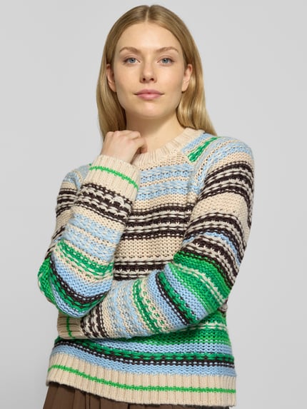 YAS Relaxed Fit Strickpullover mit Woll-Anteil Modell 'BIBI' Gruen 3